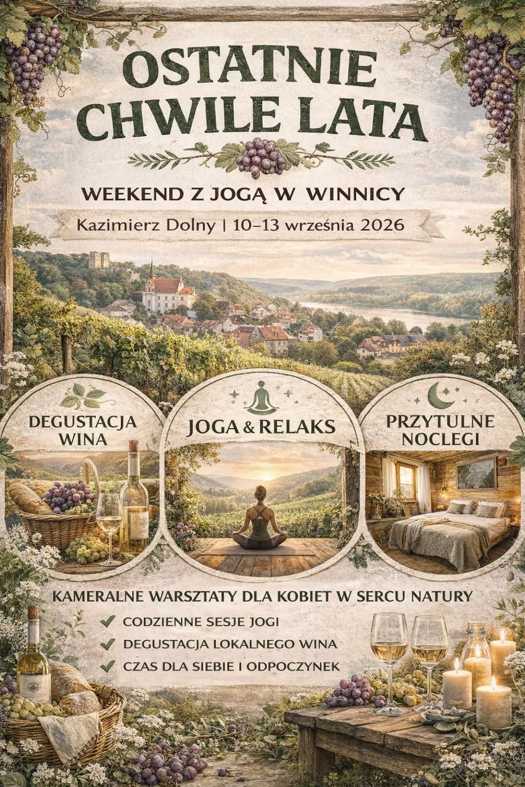 OSTATNIE CHWILE LATA - WEEKEND Z JOGĄ WINNICA W KAZIMIERZU DOLNYM
